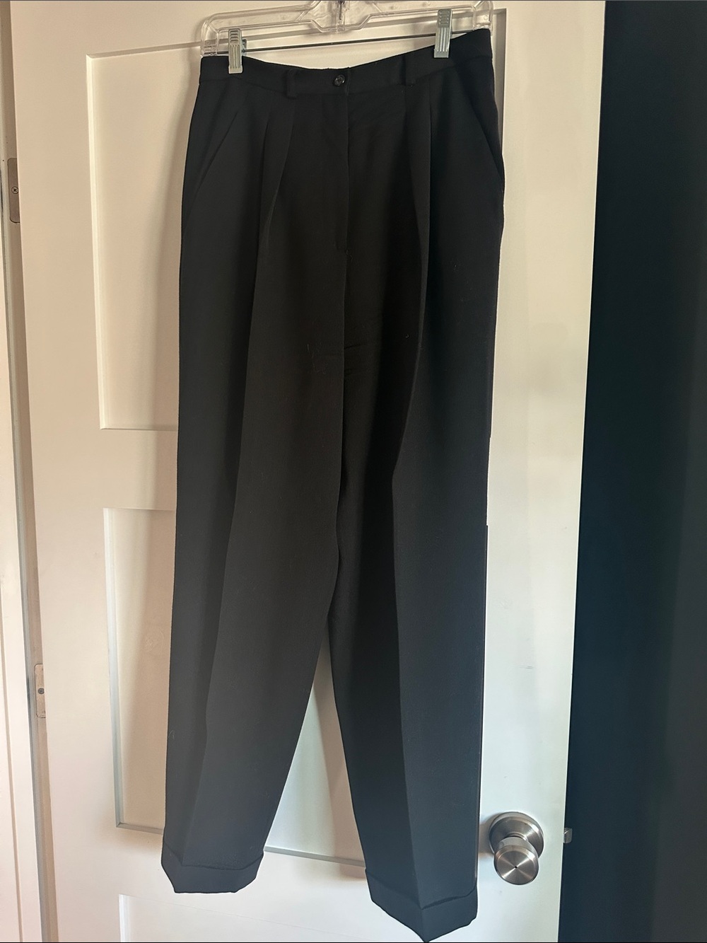 DKNY vintage wool lined cuffed trousers Black Pleated Dress Pants